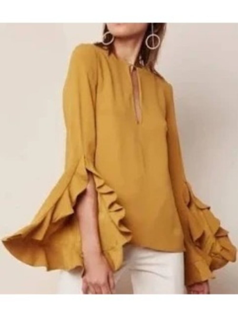 V-1. C/MEO Collective Gossamer Ruffled-Sleeve Top